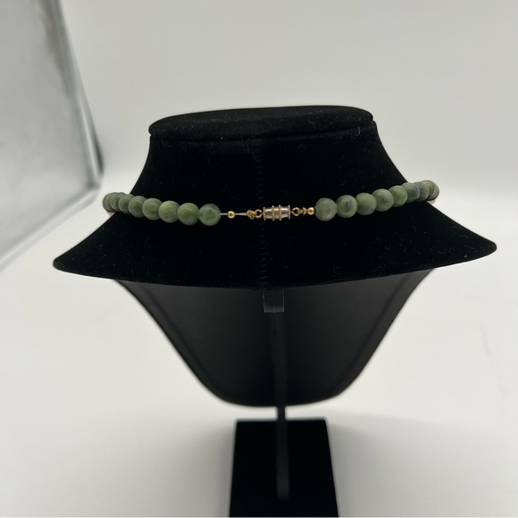 Vintage Jade & Rose Quartz Beaded Necklace – Cloisonné Floral Beads - Picture 4 of 7